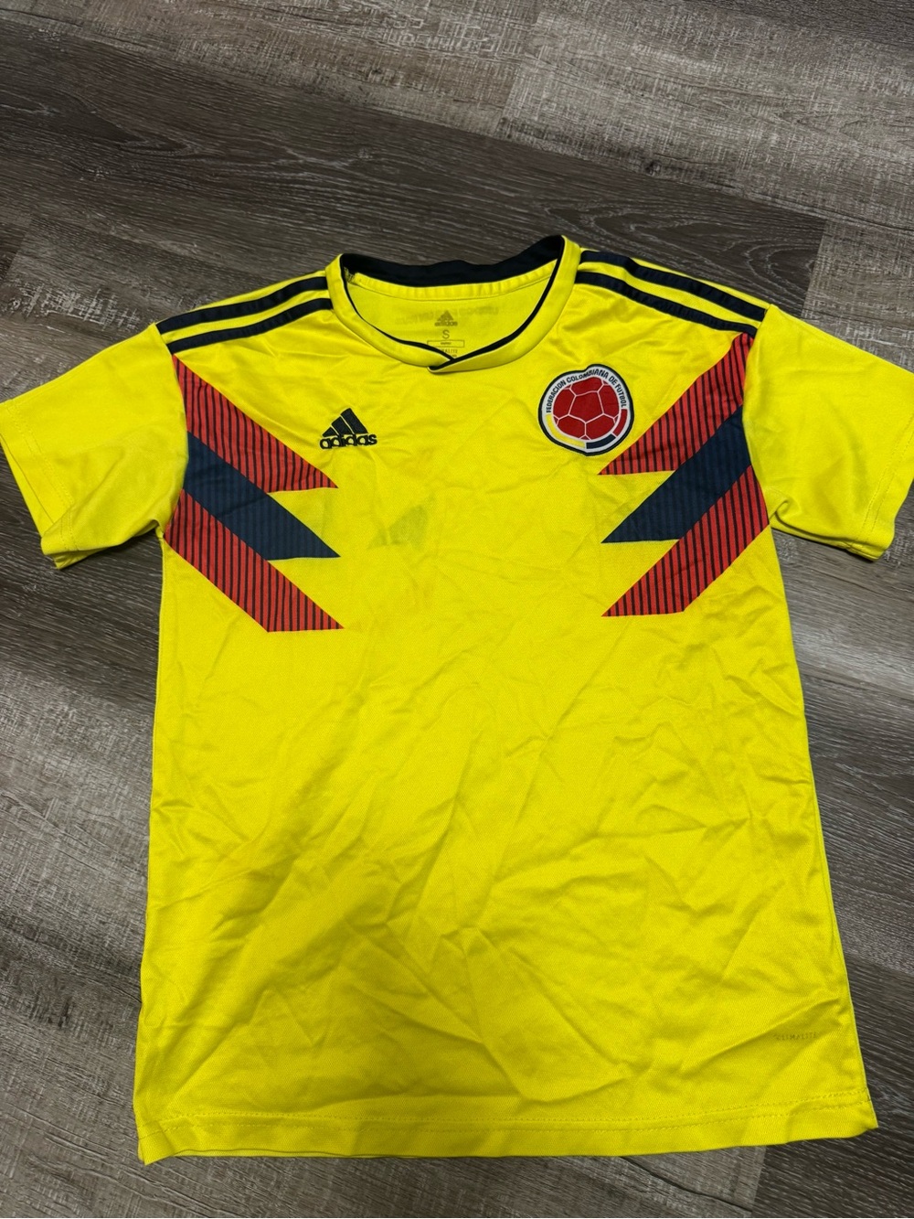 adidas Yellow Kids' Soccer Jersey with Red & Navy Accents